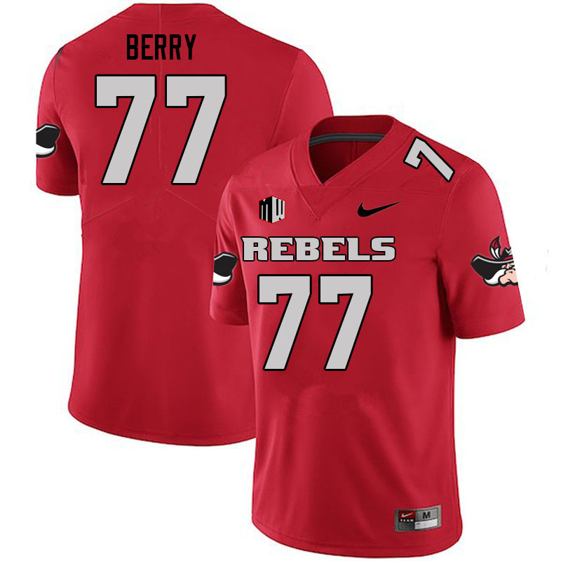Men #77 Anthony Berry UNLV Rebels College Football Jerseys Sale-Scarlet - Click Image to Close